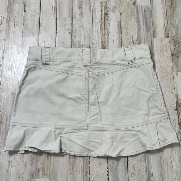 2000s Y2k Old Navy Khaki Cream Mini Skirt Ruffle Hem Womens Size 6 - Picture 3 of 5
